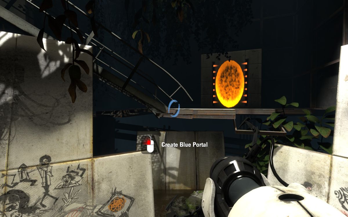 Portal 2 (Windows) screenshot: The game slowly introduces the game mechanics once again.