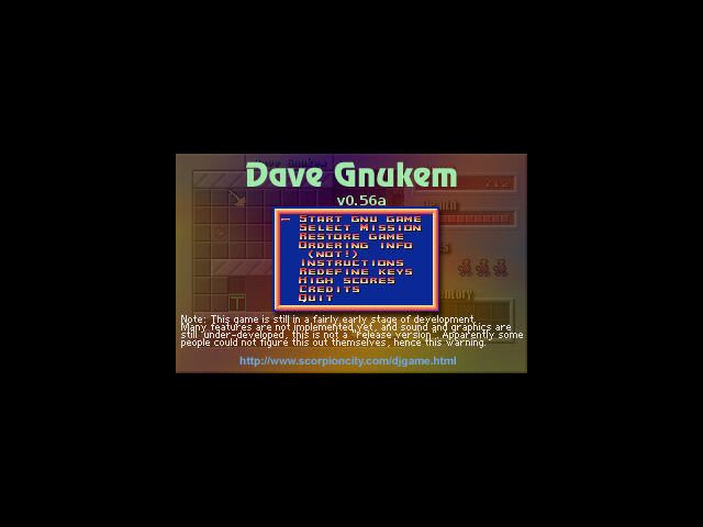 Dave Gnukem (Windows) screenshot: Title screen