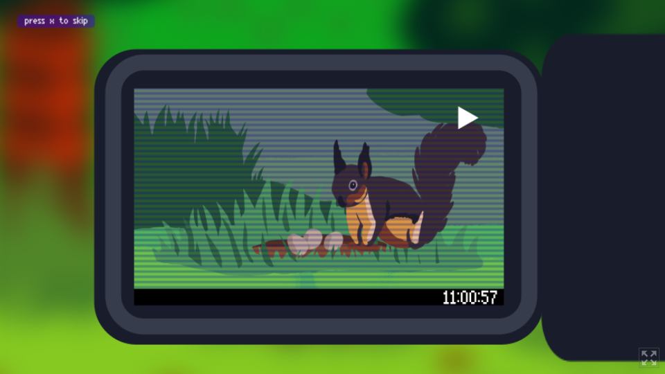 Grace (Browser) screenshot: Capturing a squirrel in the introduction sequence.