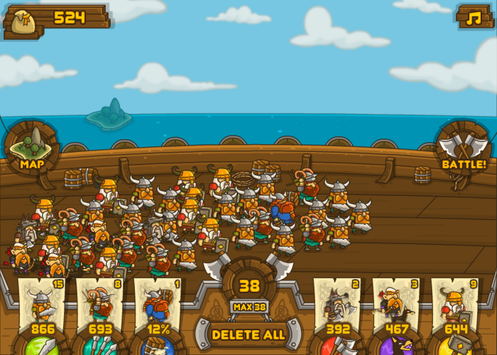 Frozen Islands (Browser) screenshot: Recruiting an army