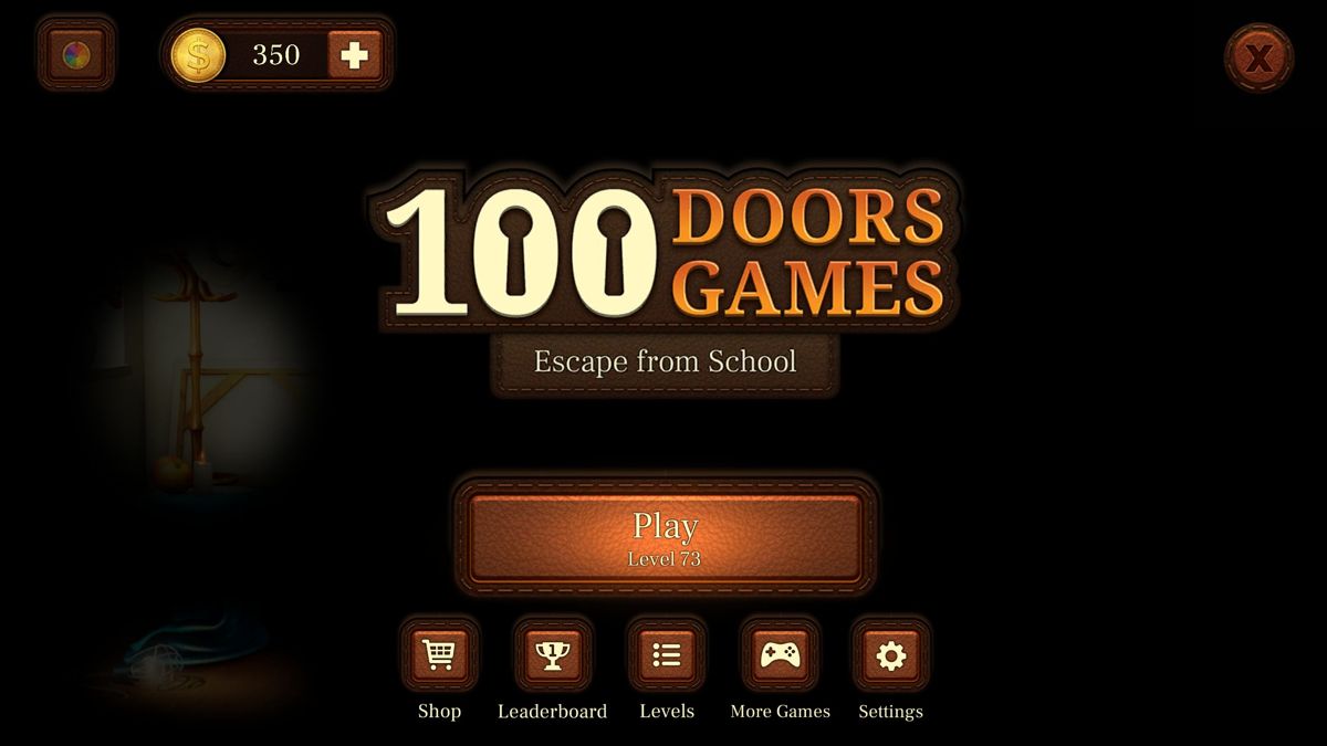 100 Doors Game: Escape from School (Windows) screenshot: The game's main menu screen.<br>Here the game is being restarted from about half way through