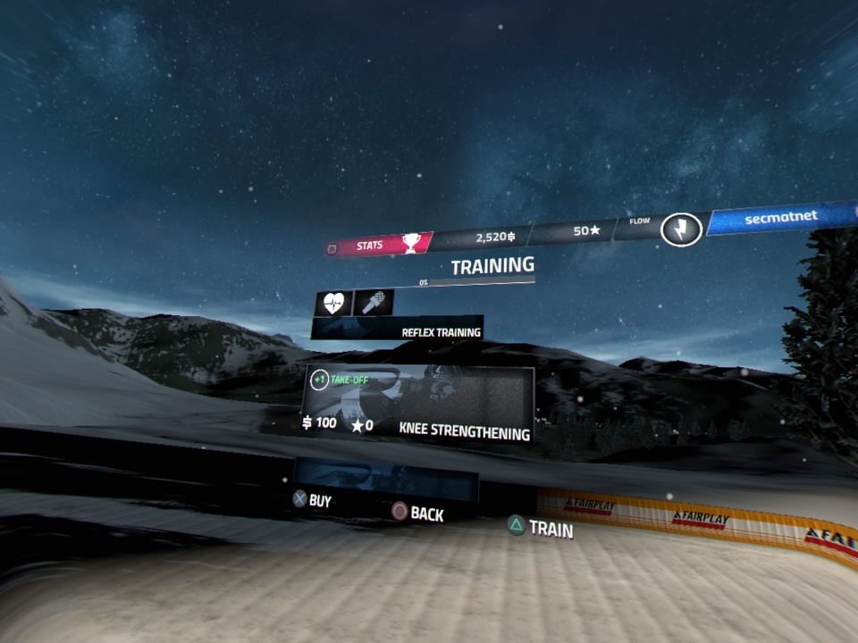 Ski Jumping Pro VR (PlayStation 4) screenshot: Training upgrades