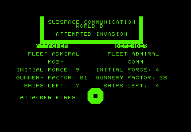 Galaxy (Commodore PET/CBM) screenshot: Firing