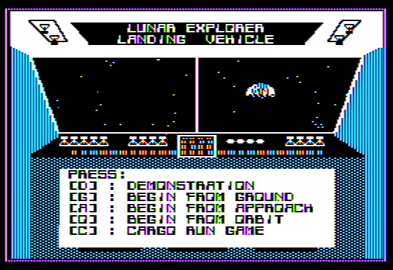 Lunar Explorer: A Space Flight Simulator (Apple II) screenshot: Title Screen