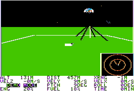 Lunar Explorer: A Space Flight Simulator (Apple II) screenshot: Demonstration Mode
