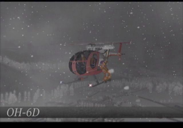 Air Ranger: Rescue Helicopter (PlayStation 2) screenshot: The OH-6D is small and light so it is used for small tight spaces such as city intersections