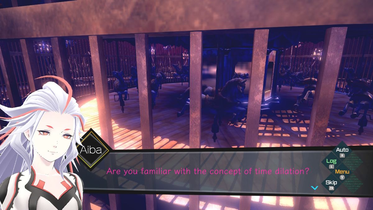 AI: The Somnium Files (Nintendo Switch) screenshot: Human-form Aiba inside a witness' Somnium.