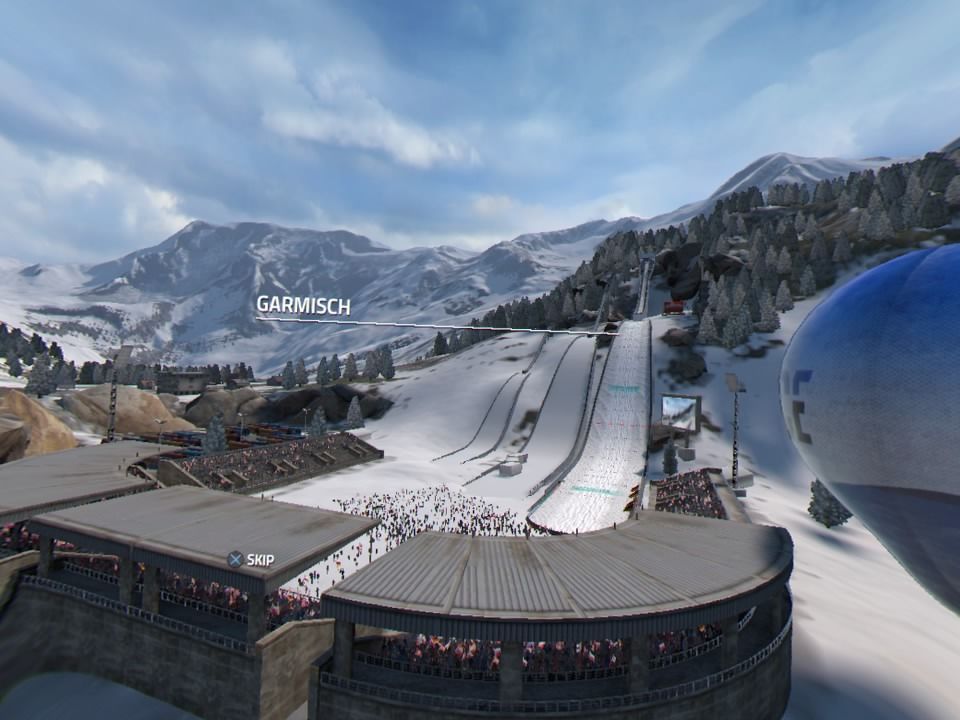 Ski Jumping Pro VR (PlayStation 4) screenshot: Garmisch track overview