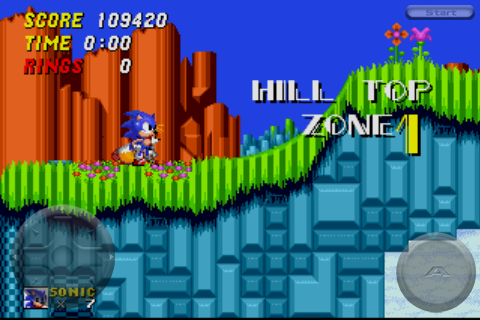 Sonic the Hedgehog 2 (iPhone) screenshot: Stage 5: Hill Top Zone