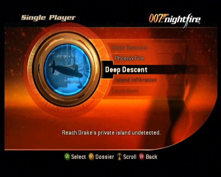 007: Nightfire (Xbox) screenshot: Mission selection screen.