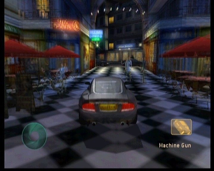 007: Nightfire (Xbox) screenshot: Driving with a high velocity where you shouldn't at all.