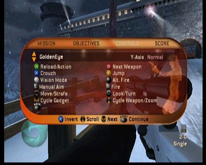 007: Nightfire (Xbox) screenshot: Ingame menu screen.