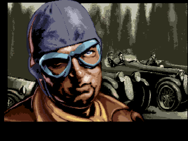 1000 Miglia (Amiga) screenshot: Biggles didn't think much of this racing lark