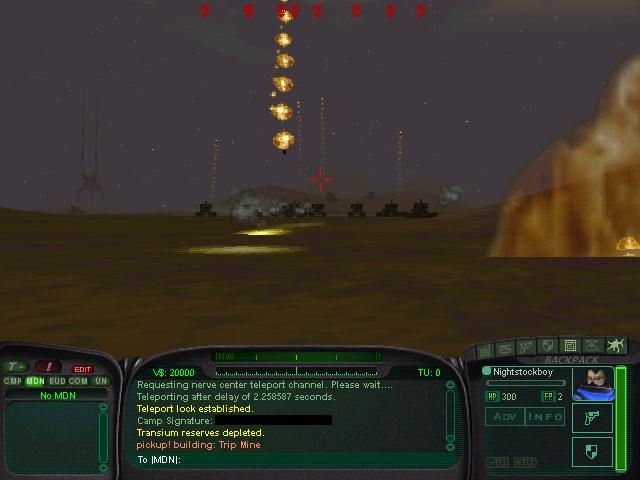 10six Online (Windows) screenshot: A bunch of Vesuvius rovers firing their FAE Meteor guns.