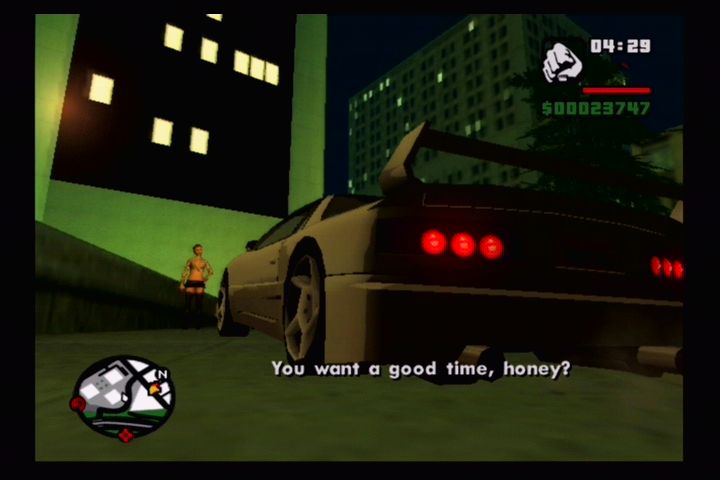 Grand Theft Auto: San Andreas (PlayStation 2) screenshot: You want a good time, honey?