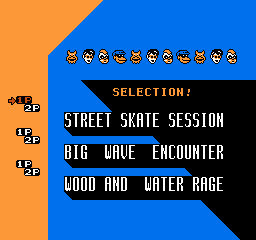 Town & Country Surf Designs: Wood & Water Rage (NES) screenshot: Select a game