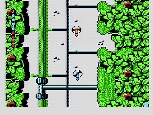 Micro Machines (NES) screenshot: Flying choppers in two player mode