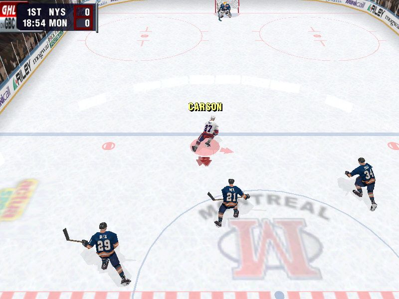 Actua Ice Hockey 2 (Windows) screenshot: On the breakaway.