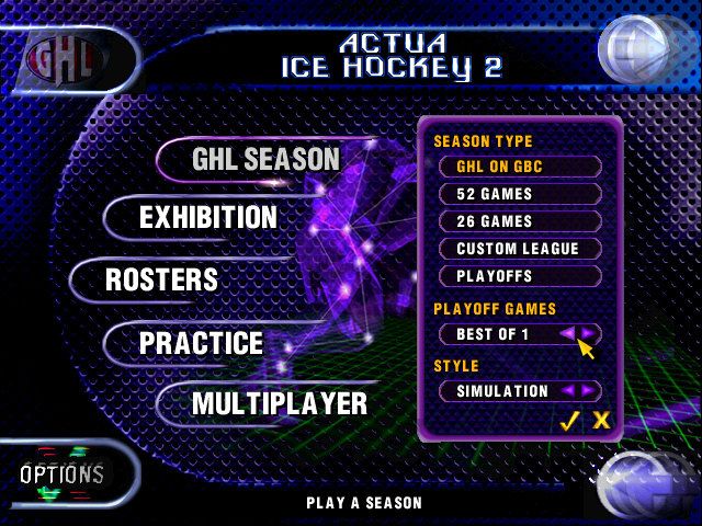 Actua Ice Hockey 2 (Windows) screenshot: Setting up a season