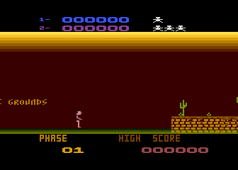 Aztec Challenge (Atari 8-bit) screenshot: First level: The Grounds