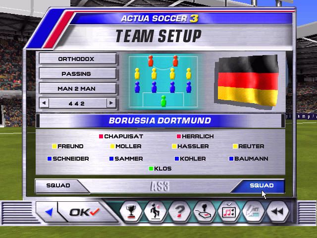 Actua Soccer 3 (Windows) screenshot: Choosing tactics