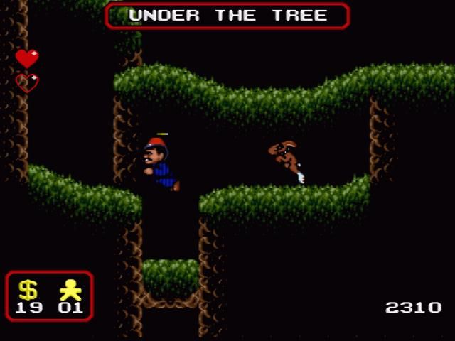 The Addams Family (SNES) screenshot: Riding an elevator, trying to avoid the pesky rabbit