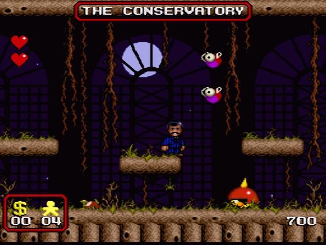 The Addams Family (SNES) screenshot: It would be painful to fall on that spiky thing