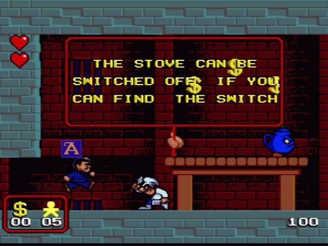 The Addams Family (SNES) screenshot: Those A letters will provide you with useful information