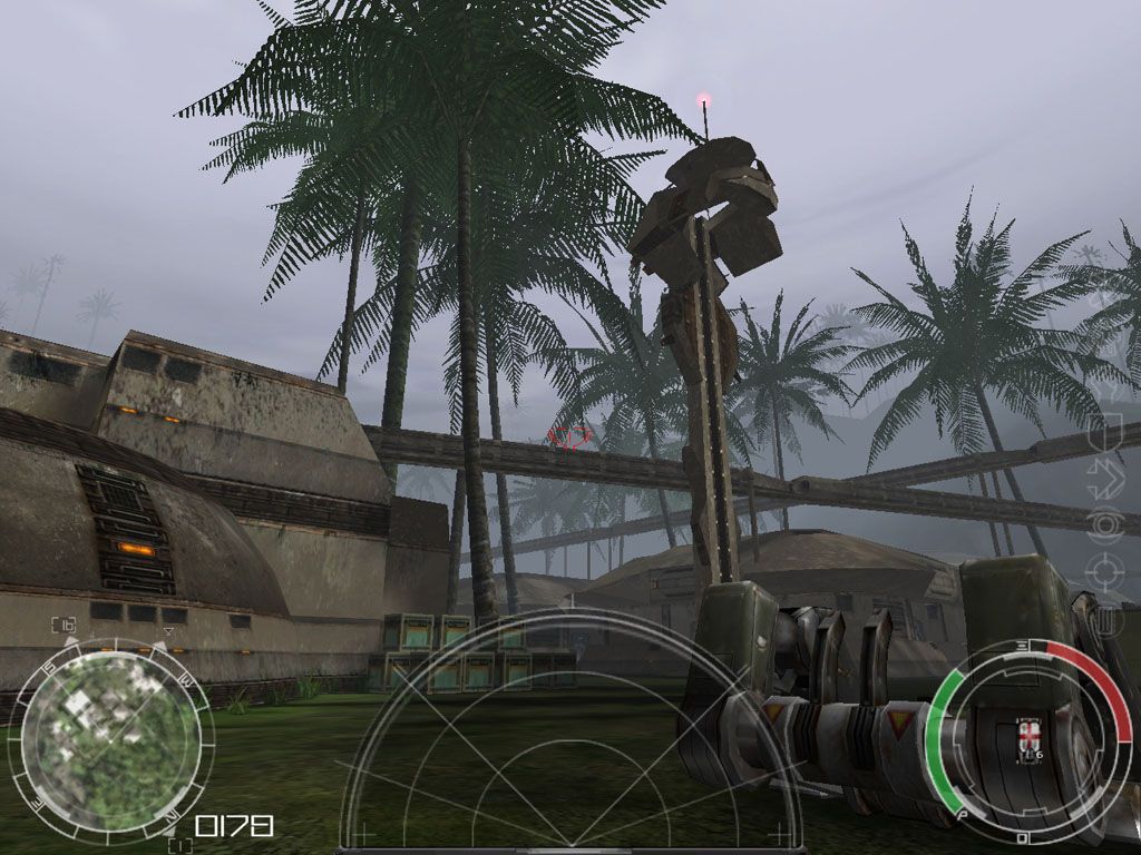 Advanced Battlegrounds: The Future of Combat (Windows) screenshot: An enemy installation inside a tropical forest.