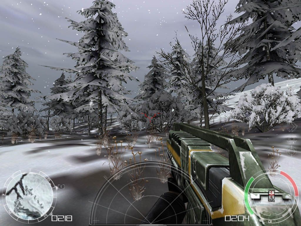 Advanced Battlegrounds: The Future of Combat (Windows) screenshot: Winter tree scenery is not as good as warm climate