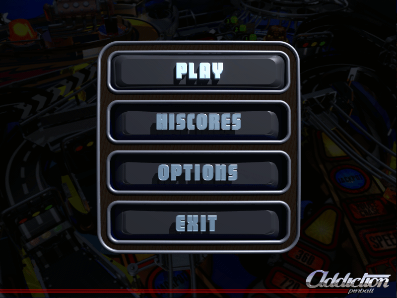Addiction Pinball (Windows) screenshot: Main menu