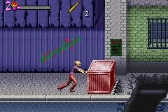 Buffy the Vampire Slayer: Wrath of the Darkhul King (Game Boy Advance) screenshot: Buffy pushes a crate.