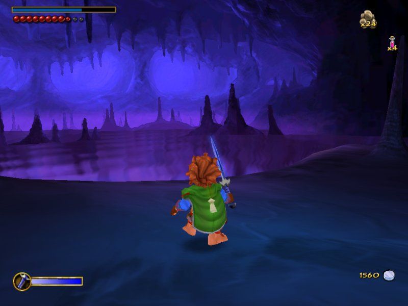 The Hobbit (Windows) screenshot: Alone in the cave, about to meet Smeagol.