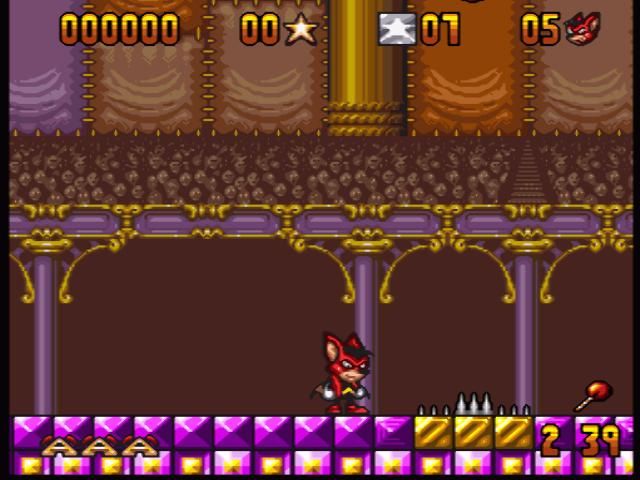 Aero the Acro-Bat (SNES) screenshot: Try not to step on those traps