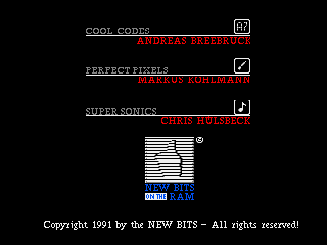 The Adventures of Quik and Silva (Amiga) screenshot: Game Credits