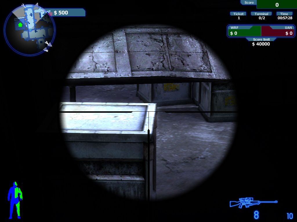 Bet on Soldier: Blood Sport (Windows) screenshot: The view is significantly better with an advanced rifle.