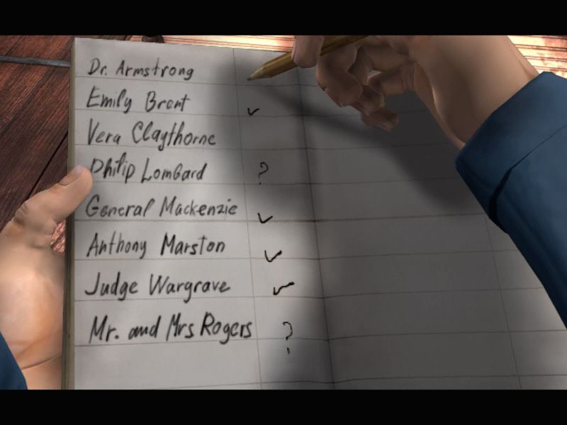 Agatha Christie: And Then There Were None (Windows) screenshot: The list of guests