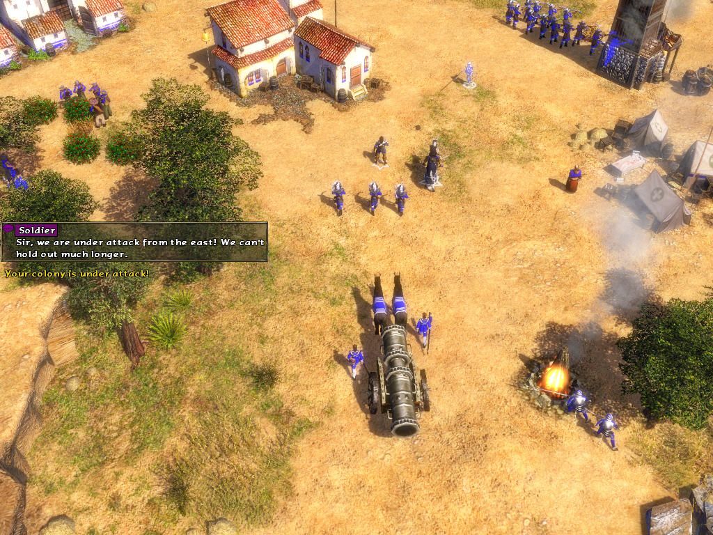 Age of Empires III (Windows) screenshot: Your colony is under attack!