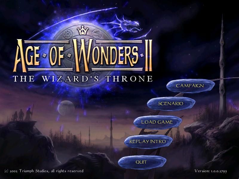 Age of Wonders II: The Wizard's Throne (Windows) screenshot: Main menu.