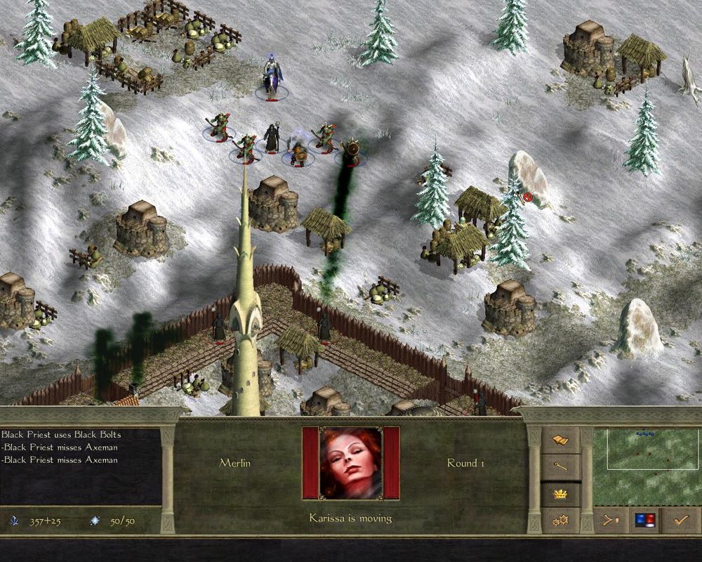 Age of Wonders II: The Wizard's Throne (Windows) screenshot: Attacking a city in tactical combat.