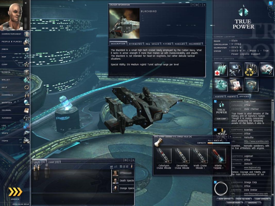 EVE Online (Windows) screenshot: BlackBird - Electronic Warfare Cruiser