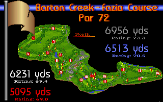 Links: Championship Course - Barton Creek (DOS) screenshot: Course overview (Links MCGA/VGA version)
