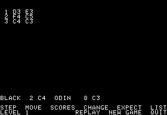 Odin (Apple II) screenshot: Current Moves