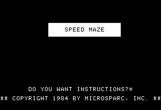 Speed Maze (Apple II) screenshot: Title Screen