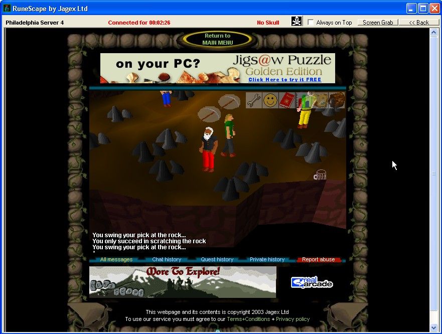 RuneScape (Windows) screenshot: Mining Guild