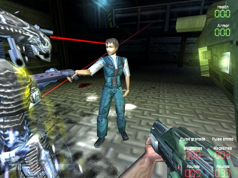 Aliens Versus Predator (Windows) screenshot: Just hold still. This won't hurt... much