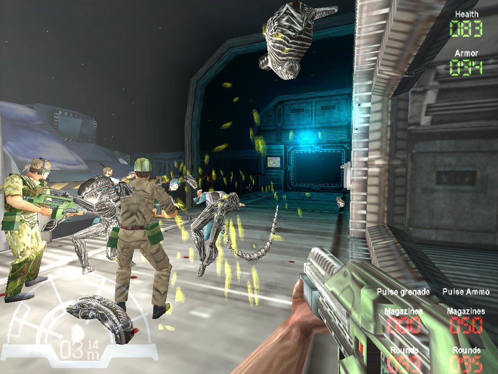 Aliens Versus Predator: Gold Edition (Windows) screenshot: Marines vs. Aliens