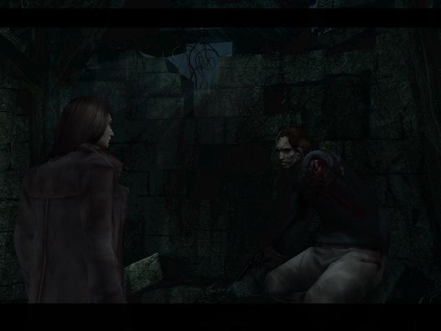 Alone in the Dark: The New Nightmare (Windows) screenshot: The wounded man says it was done by something unhuman