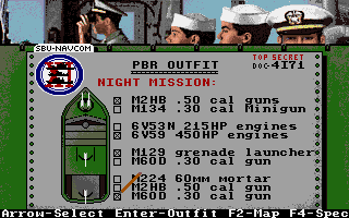 Gunboat (DOS) screenshot: Equip your Gunboat