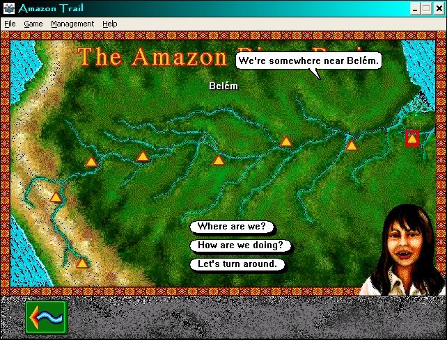 The Amazon Trail (Windows 3.x) screenshot: You are here!